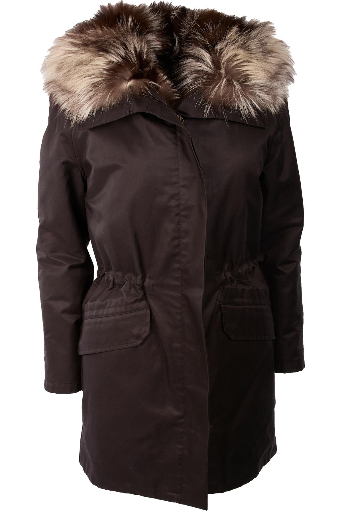 ARMY BY YVES SALOMON BLACK FOX FUR COAT FR 32 UK 4