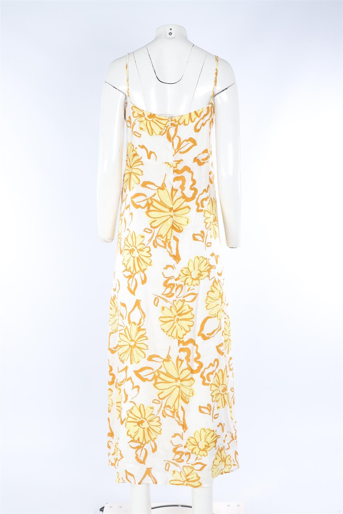FAITHFULL THE BRAND YELLOW LINEN MAXI DRESS UK 16
