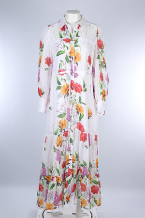 CHARO RUIZ WHITE COTTON MAXI DRESS LARGE