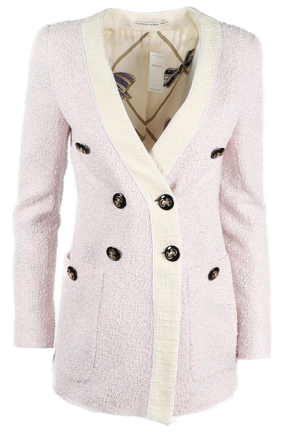 ALESSANDRA RICH PINK TWEED COTTON BLEND BLAZER IT 38 UK 6