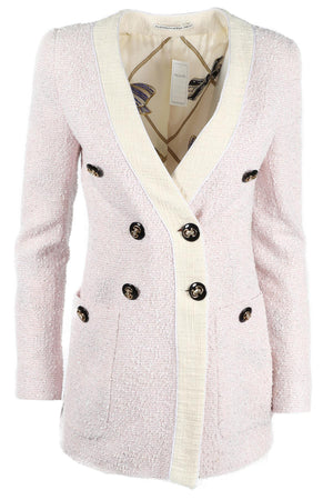 ALESSANDRA RICH PINK TWEED COTTON BLEND BLAZER IT 38 UK 6