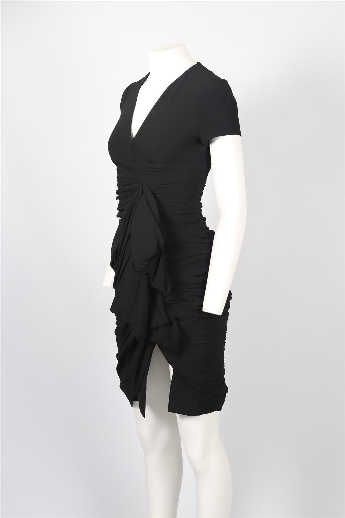 BURBERRY PRORSUM BLACK SILK MIDI DRESS EU 38 UK 10