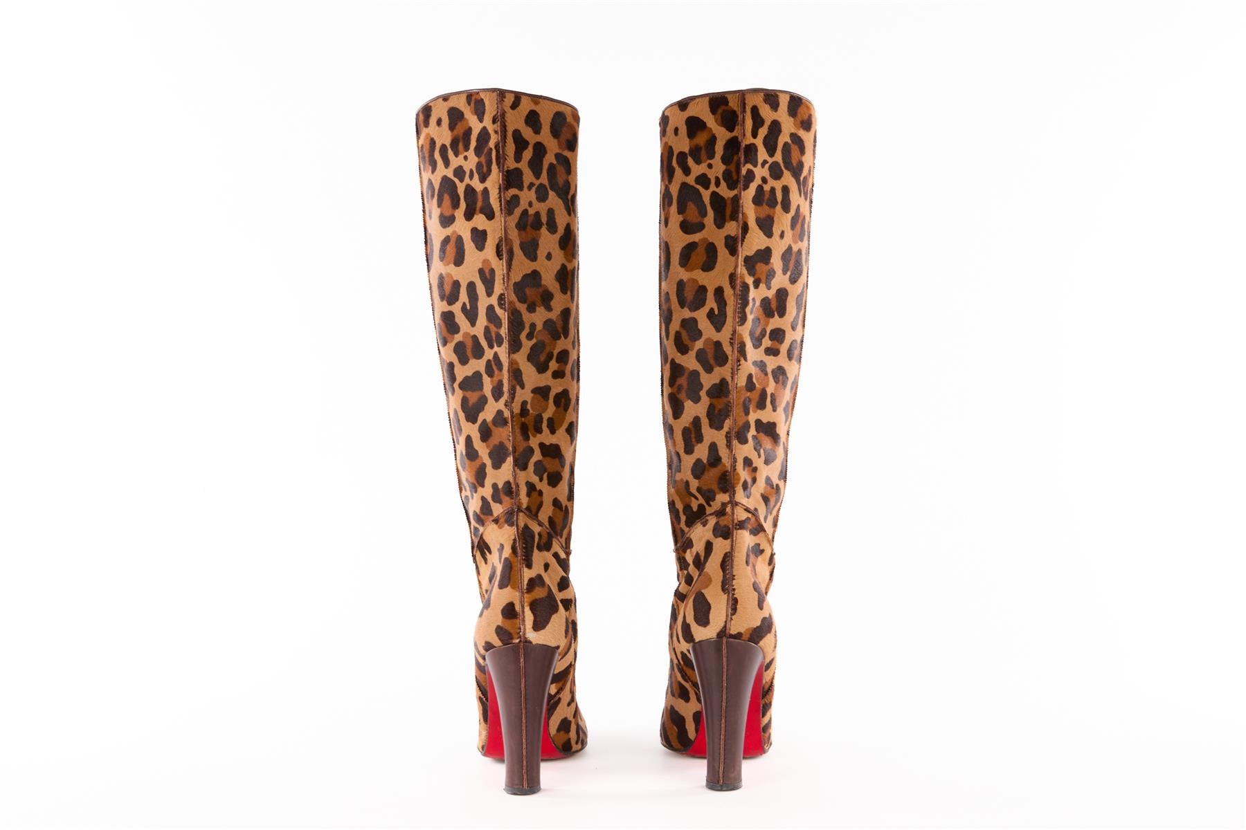 CHRISTIAN LOUBOUTIN BROWN CALF HAIR KNEE HIGH BOOTS EU 41 UK 8 US 10