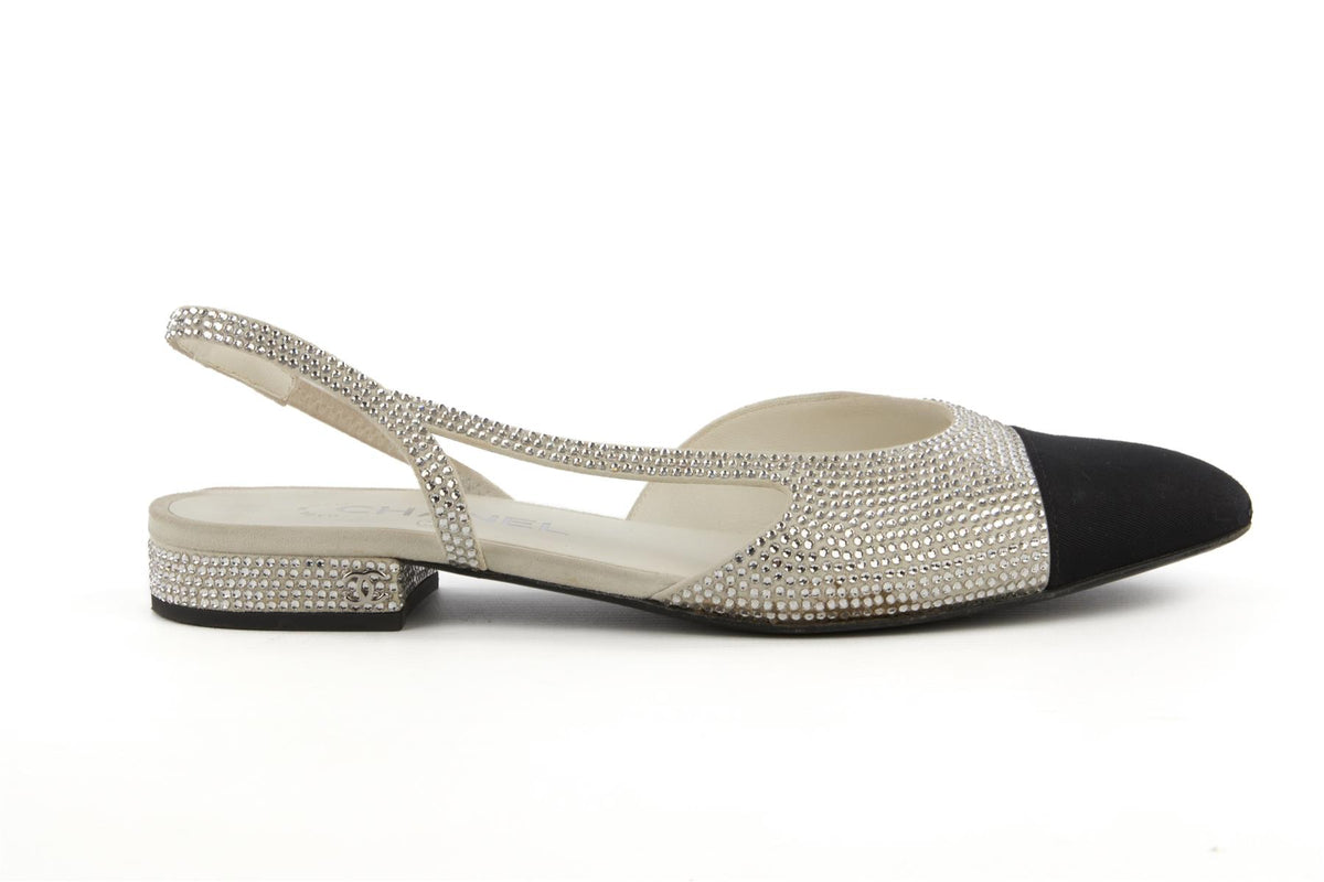 CHANEL ECRU 2025 CRYSTAL SLINGBACK PUMPS EU 39 UK 6 US 9