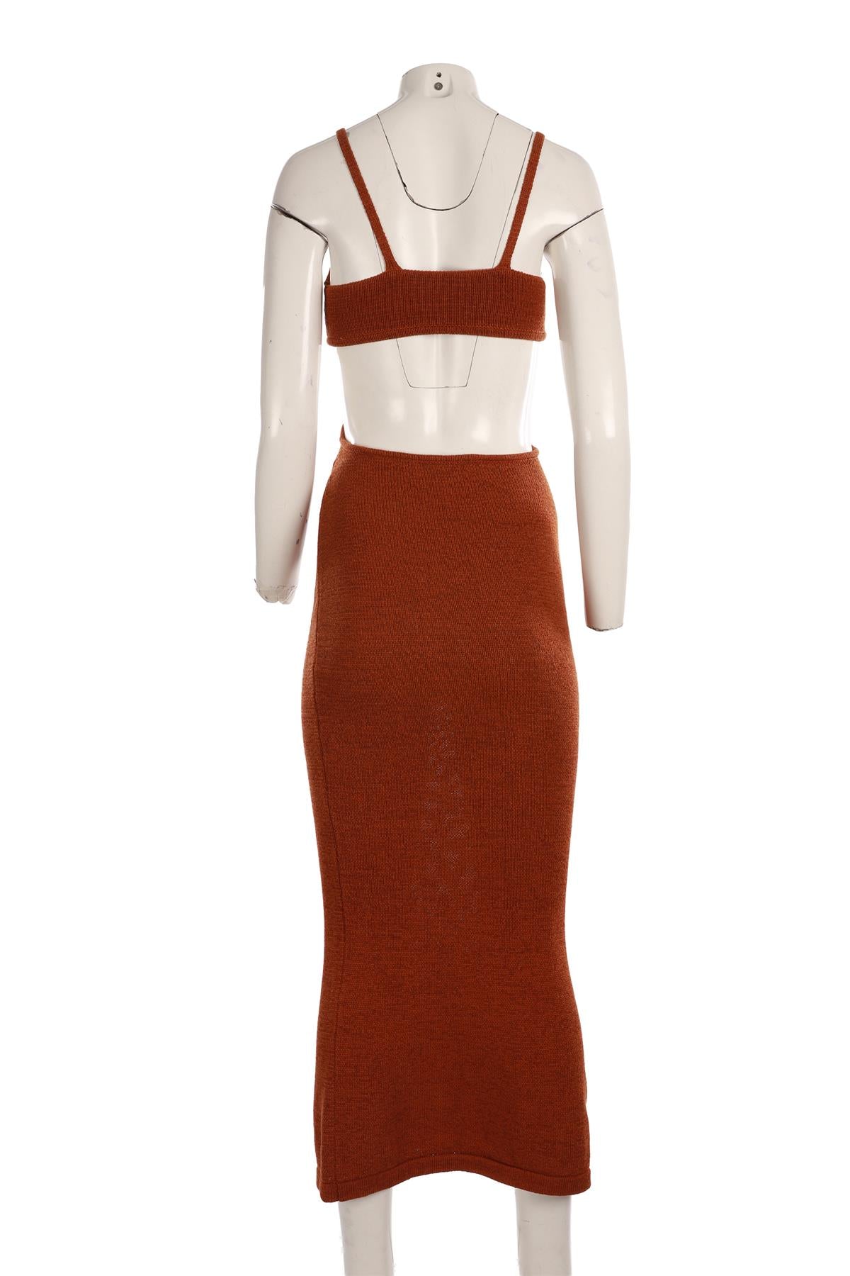 CULT GAIA BROWN KNIT MAXI DRESS XSMALL