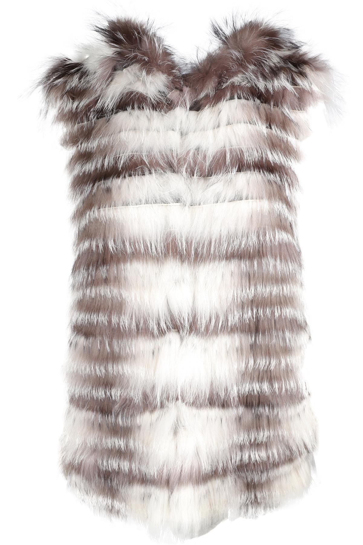 YVES SALOMON GREY FOX FUR GILET FR 34 UK 6