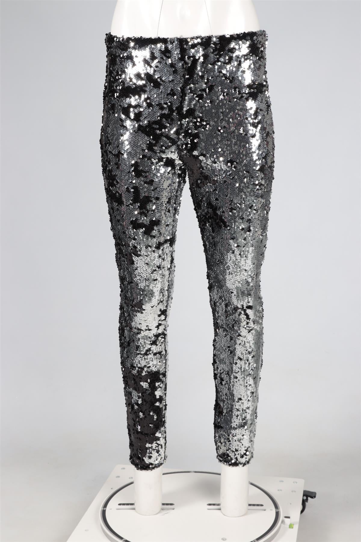 ISABEL MARANT SILVER SEQUIN SKINNY PANTS FR 40 UK 12