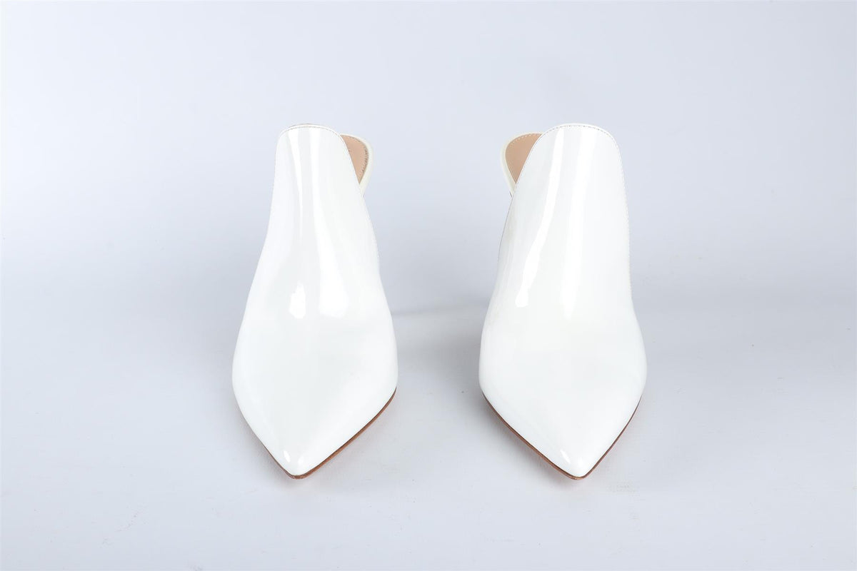 GIANVITO ROSSI WHITE PATENT LEATHER MULES EU 37 UK 4 US 7