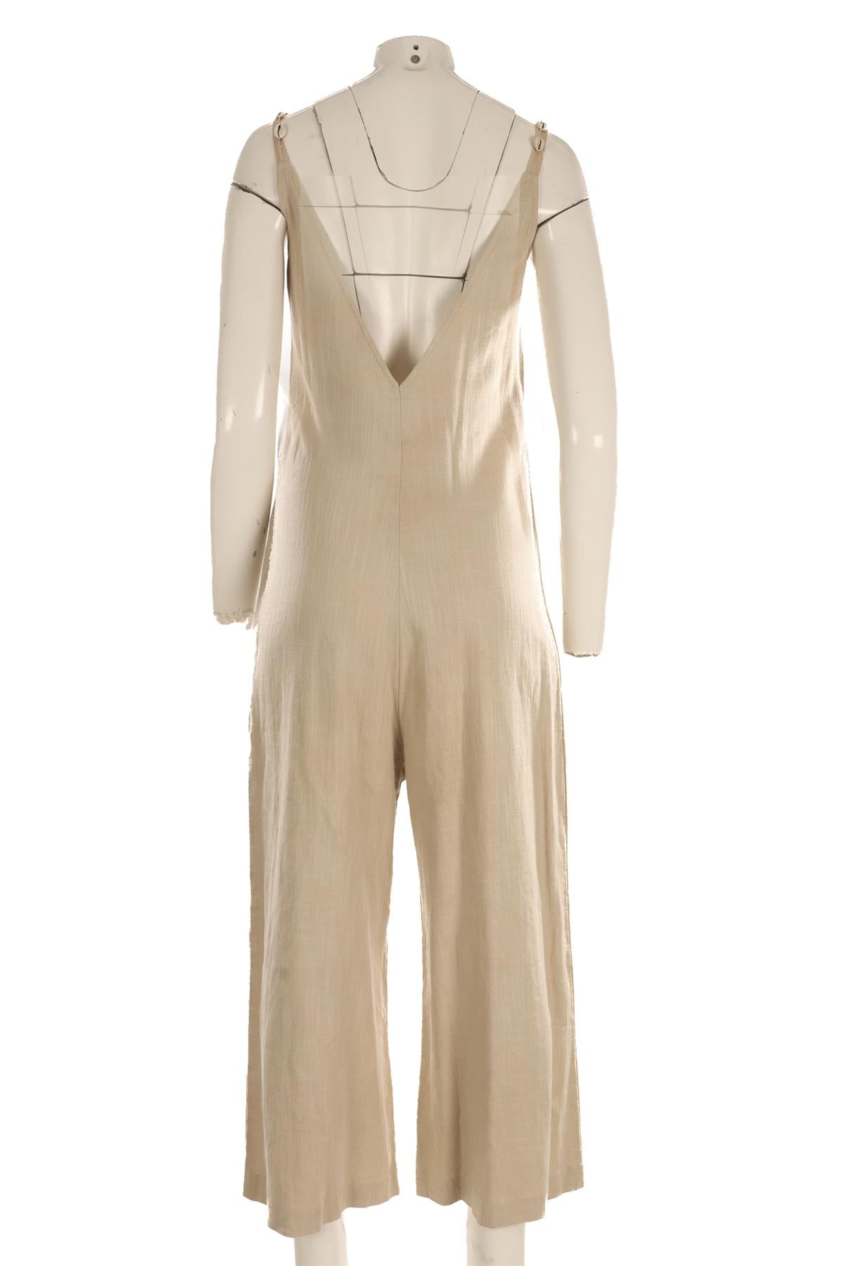 STAUD BEIGE LINEN JUMPSUIT XSMALL