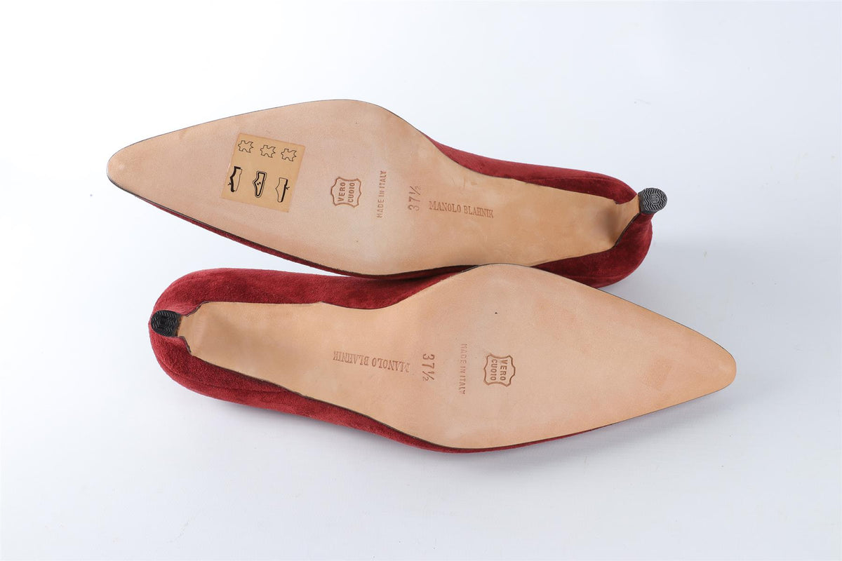 MANOLO BLAHNIK RED SUEDE PUMPS EU 38 UK 5 US 8