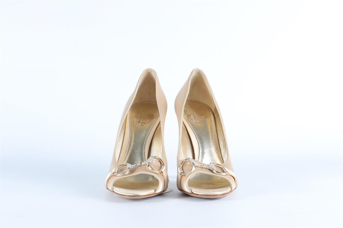 GUCCI NUDE SATIN PUMPS EU 38 UK 5 US 8