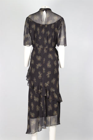 SALONI BLACK SILK MAXI DRESS UK 14