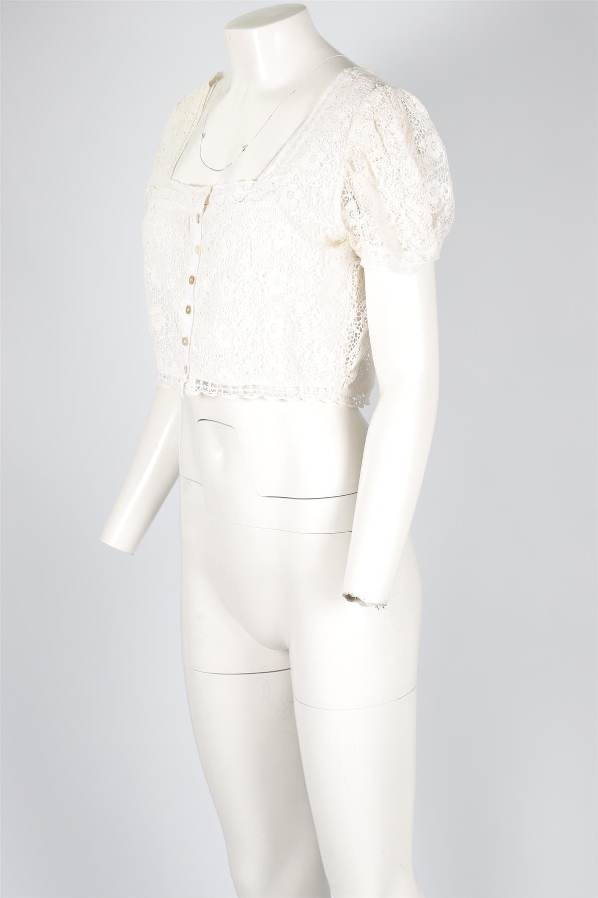 LOVESHACKFANCY CREAM CROCHET TOP UK 8