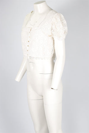 LOVESHACKFANCY CREAM CROCHET TOP UK 8