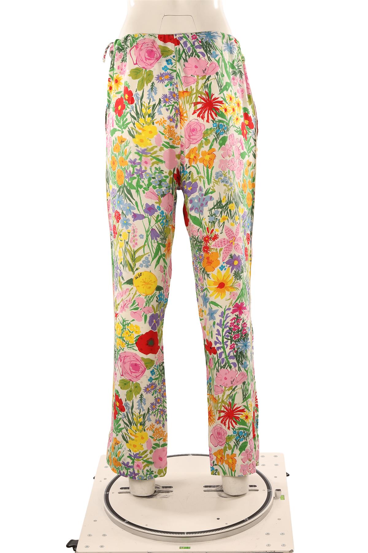 GUCCI + KEN SCOTT MULTI SILK STRAIGHT LEG PANTS MEDIUM