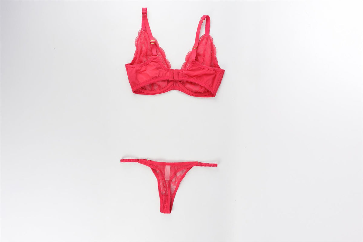 AGENT PROVOCATEUR PINK BRA AND THONG SET UK 34DD/2