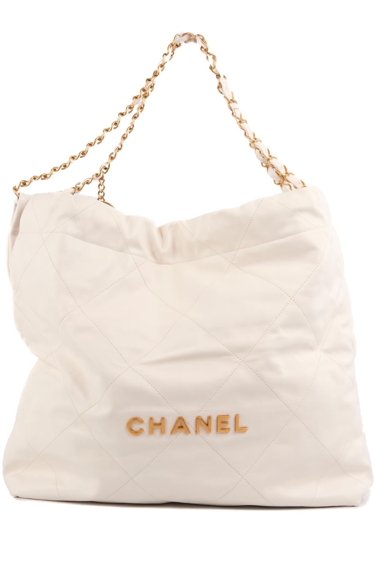 CHANEL WHITE 2022 22 MEDIUM QUILTED LEATHER SHOULDER BAG