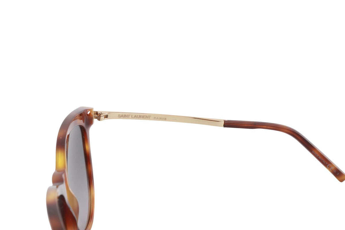 SAINT LAURENT BROWN ROUND FRAME ACETATE SUNGLASSES