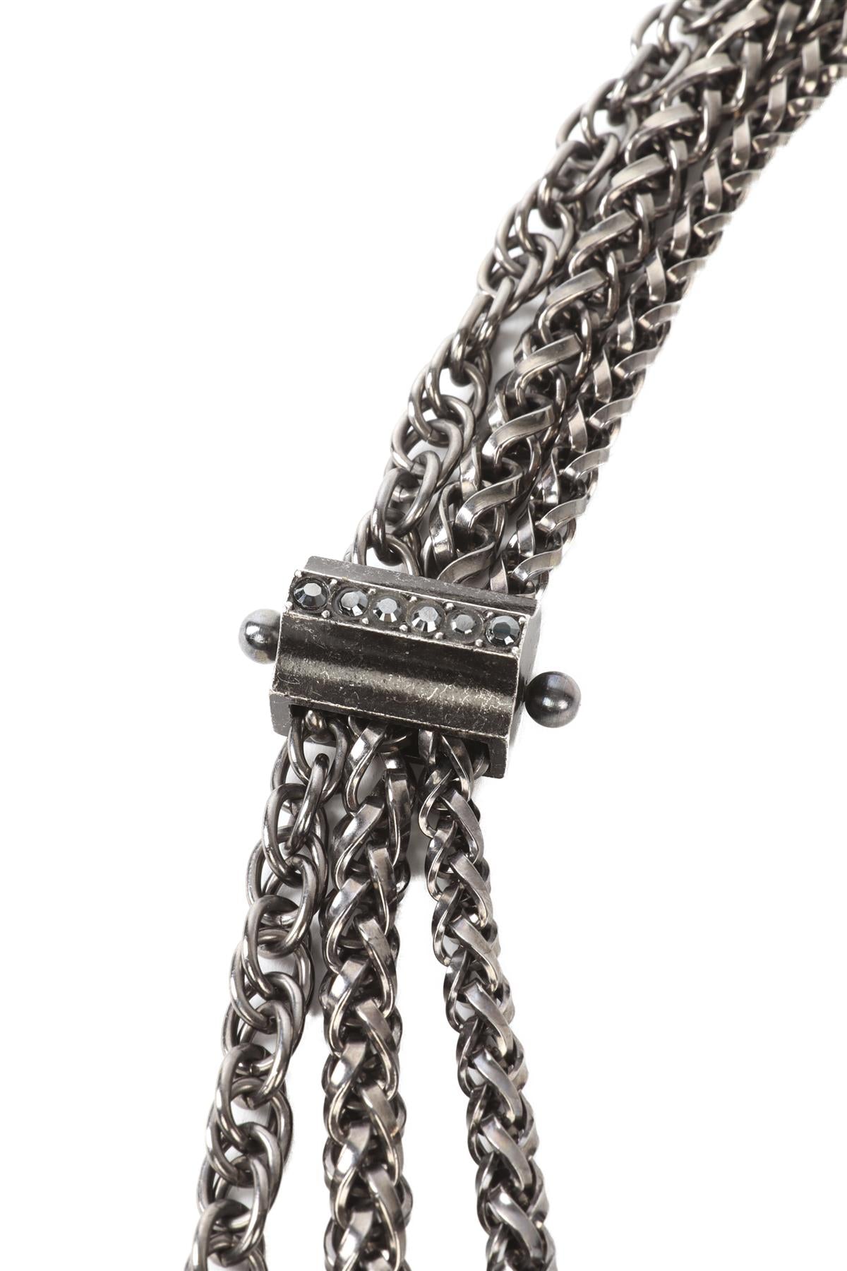 LANVIN GREY CRYSTAL AND CHAIN WAIST BELT