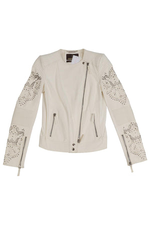 ROBERTO CAVALLI WHITE LEATHER JACKET IT 38 UK 6