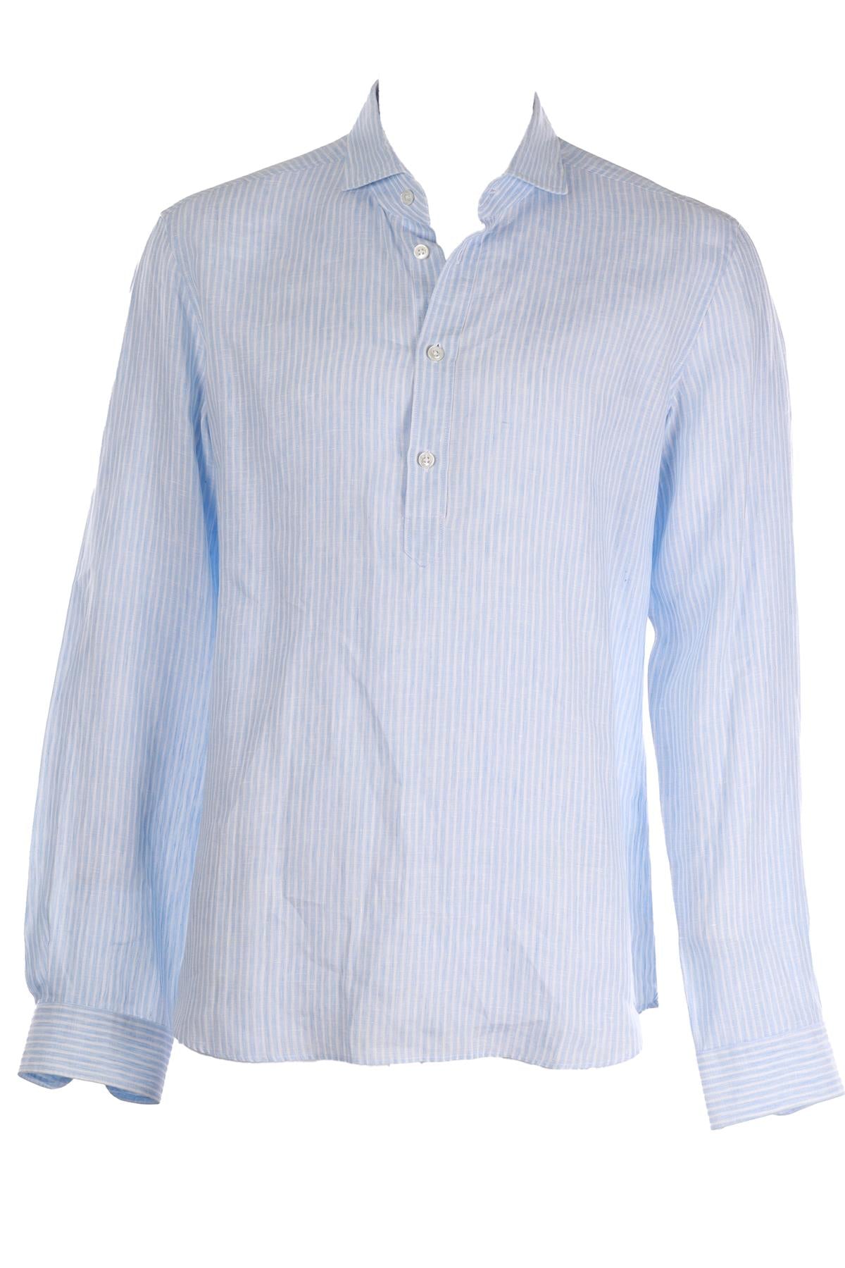 THOM SWEENEY BLUE MEN'S COTTON SHIRT LARGE