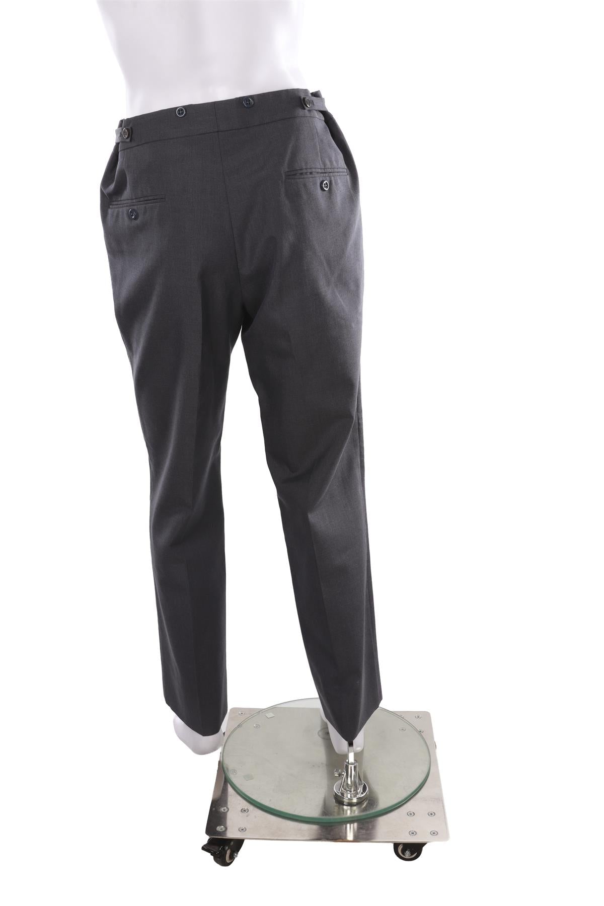 BLUE MEN'S WOOL STRAIGHT LEG PANTS