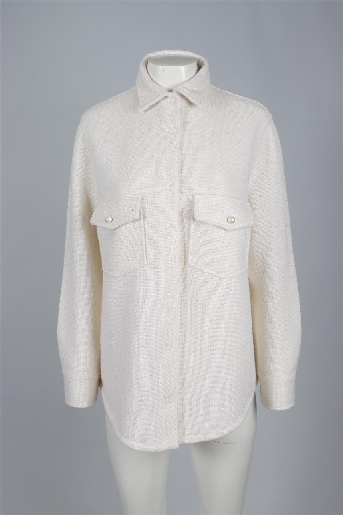 BRUNO MANETTI IVORY WOOL CARDIGAN IT 44 UK 12