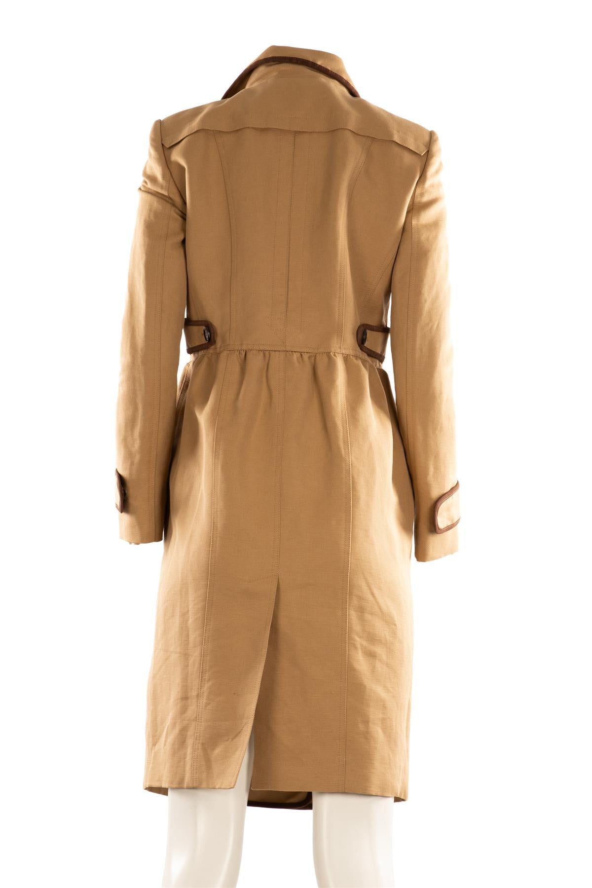 BURBERRY BEIGE LINEN TRENCH COAT IT 42 UK 10