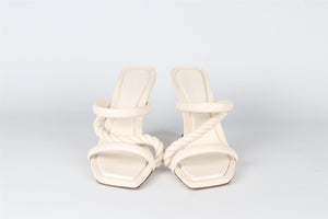 JIMMY CHOO WHITE LEATHER SANDALS EU 40.5 UK 7.5 US 10.5