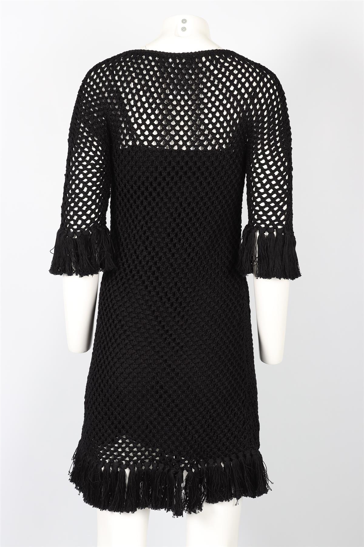 CHRISTIAN DIOR BLACK CROCHET MINI DRESS FR 36 UK 8