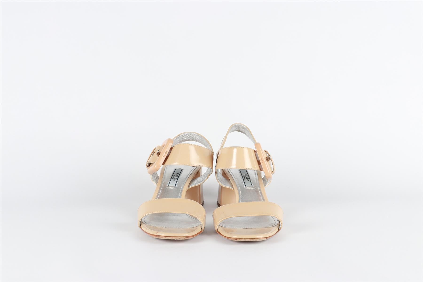 PRADA BEIGE PATENT LEATHER SANDALS EU 37 UK 4 US 7