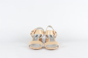 PRADA BEIGE PATENT LEATHER SANDALS EU 37 UK 4 US 7