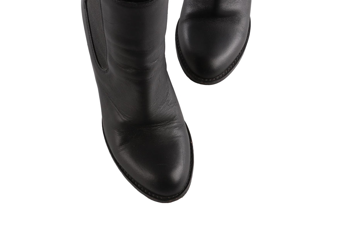 ALEXANDER MCQUEEN BLACK LEATHER ANKLE BOOTS EU 37 UK 4 US 7