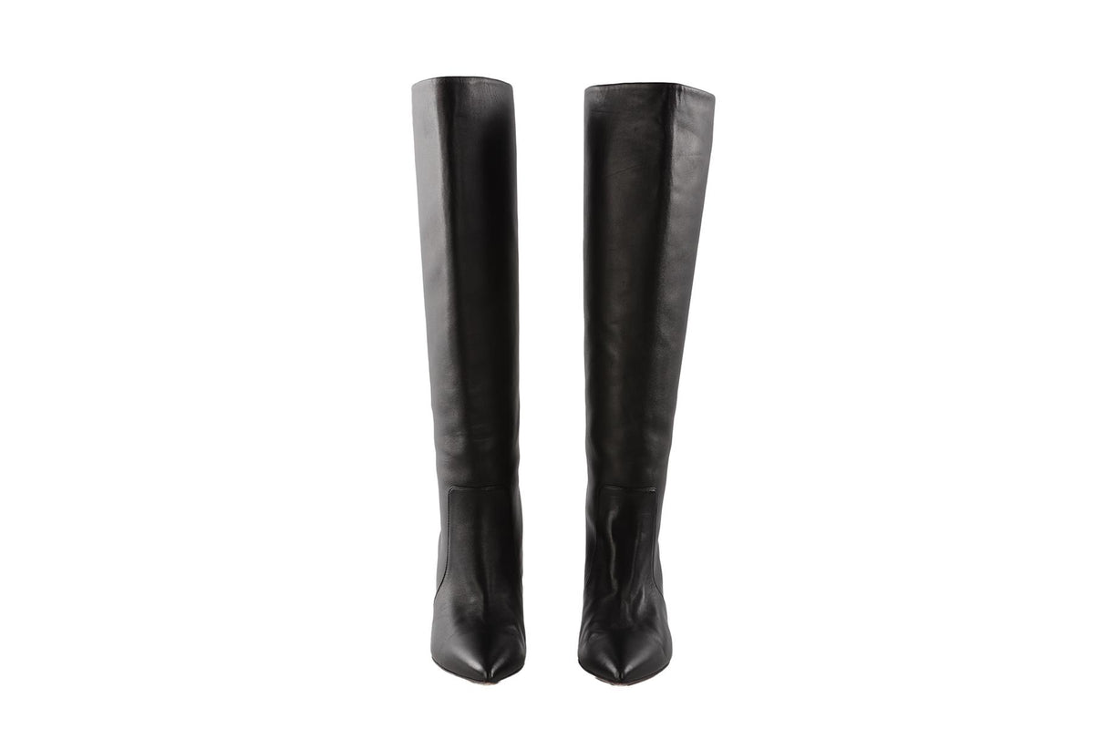 PARIS TEXAS BLACK LEATHER KNEE HIGH BOOTS EU 38.5 UK 5.5 US 8.5