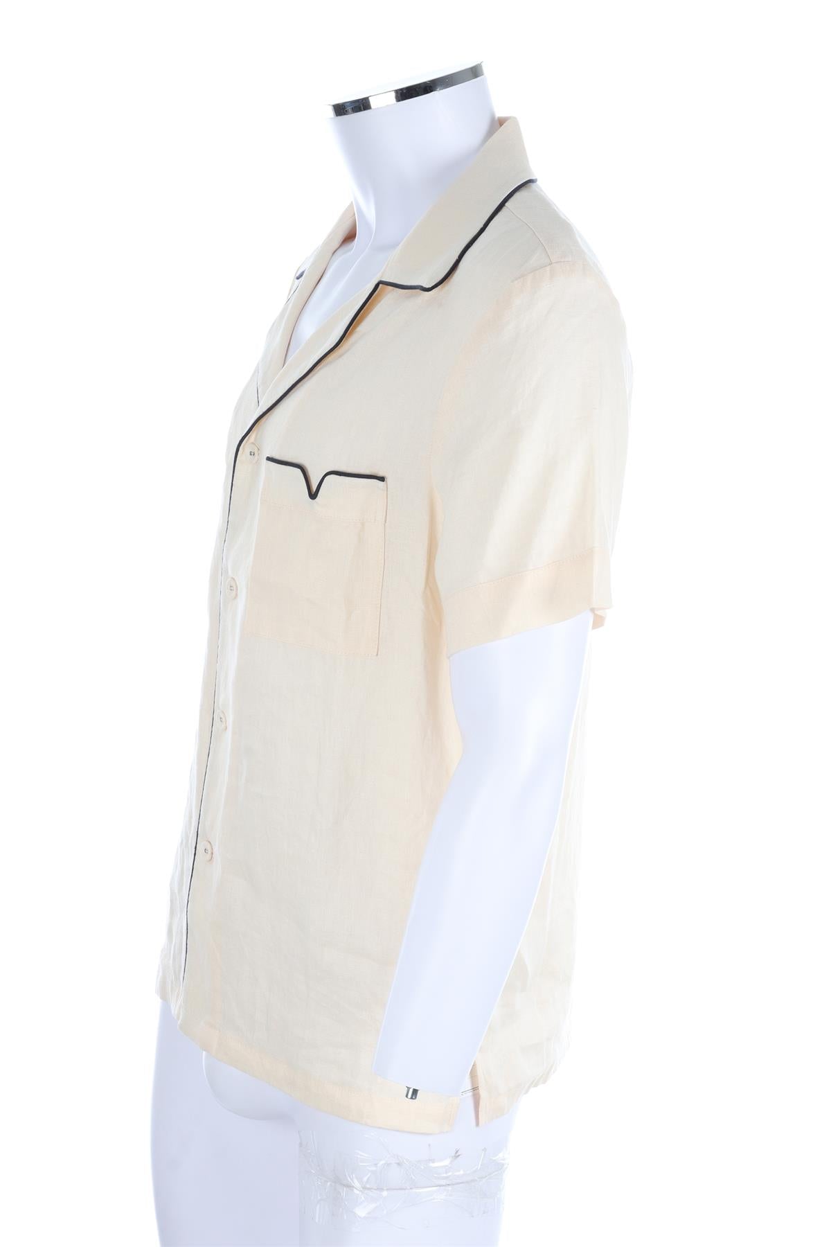 TOMBOLO CREAM MENS LINEN SHIRT SMALL