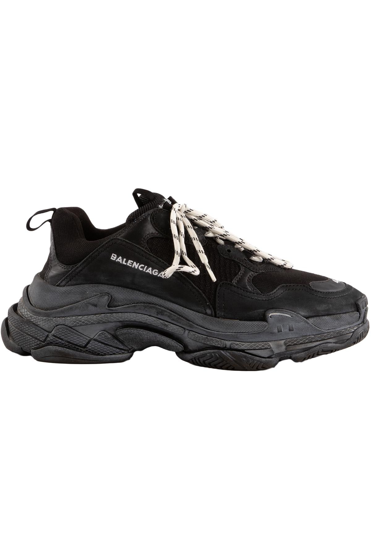 BALENCIAGA BLACK MEN'S TRIPLE S MESH SNEAKERS EU 44