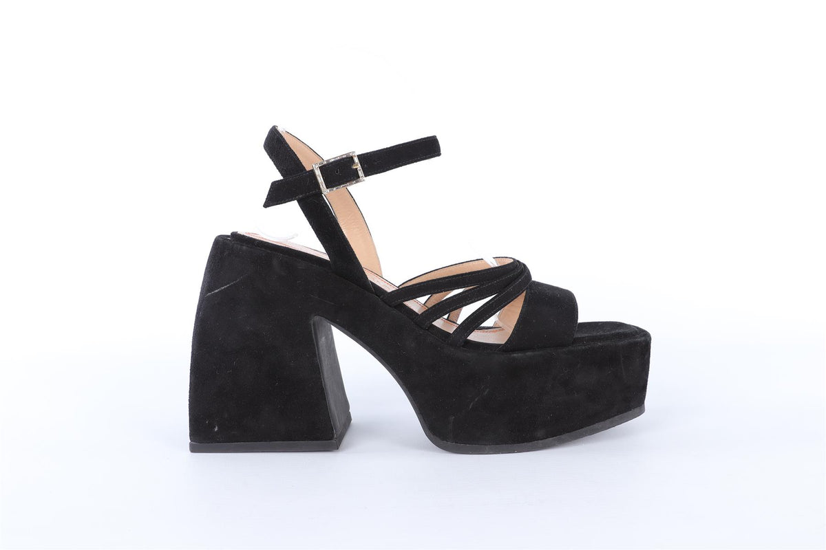 NODALETO BLACK SUEDE PLATFORM SANDALS EU 38.5 UK 5.5 US 8.5
