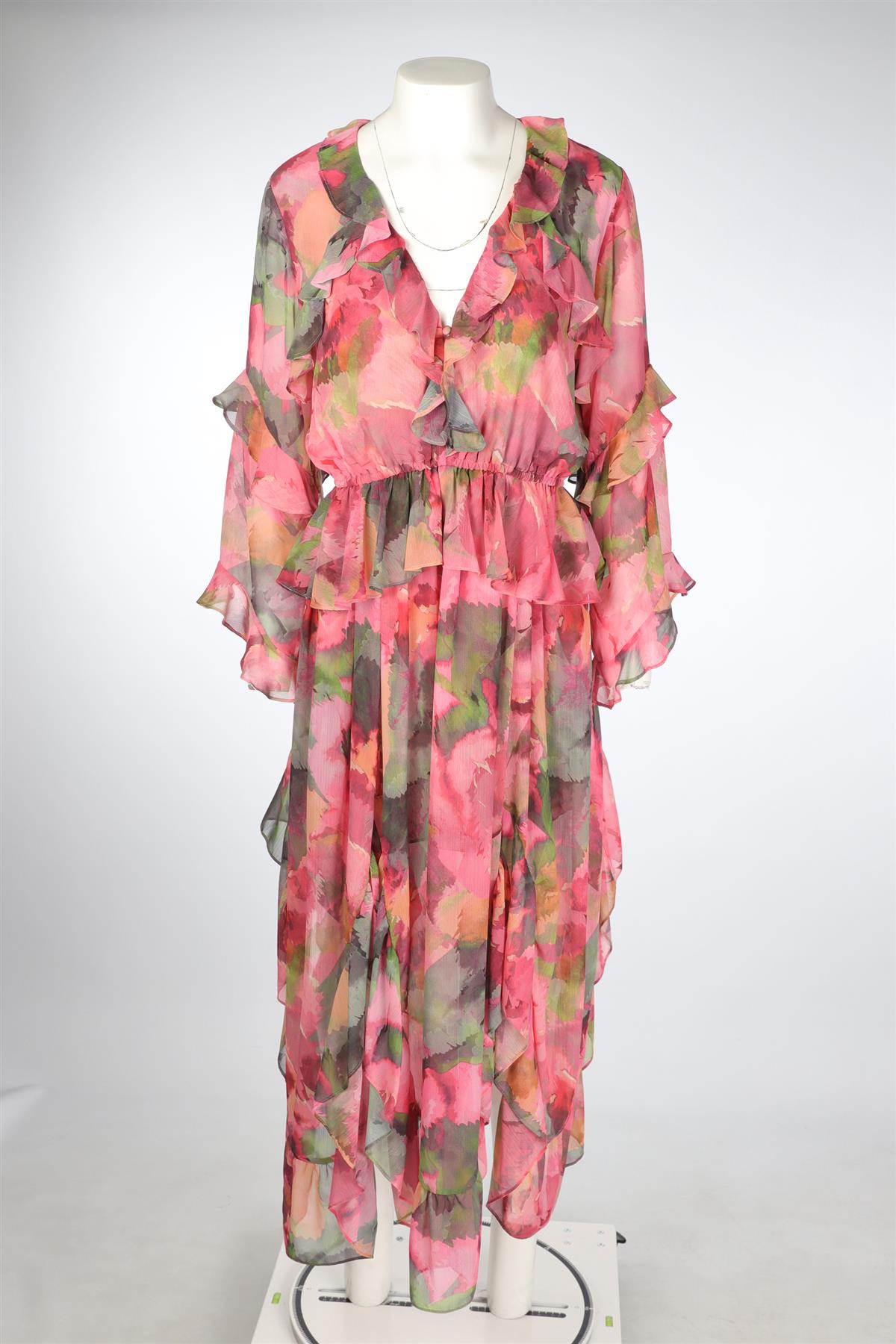 MISA LOS ANGELES PINK CHIFFON MAXI DRESS MEDIUM