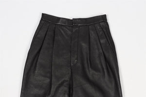 SAINT LAURENT BLACK LEATHER TAPERED PANTS FR 34 UK 6