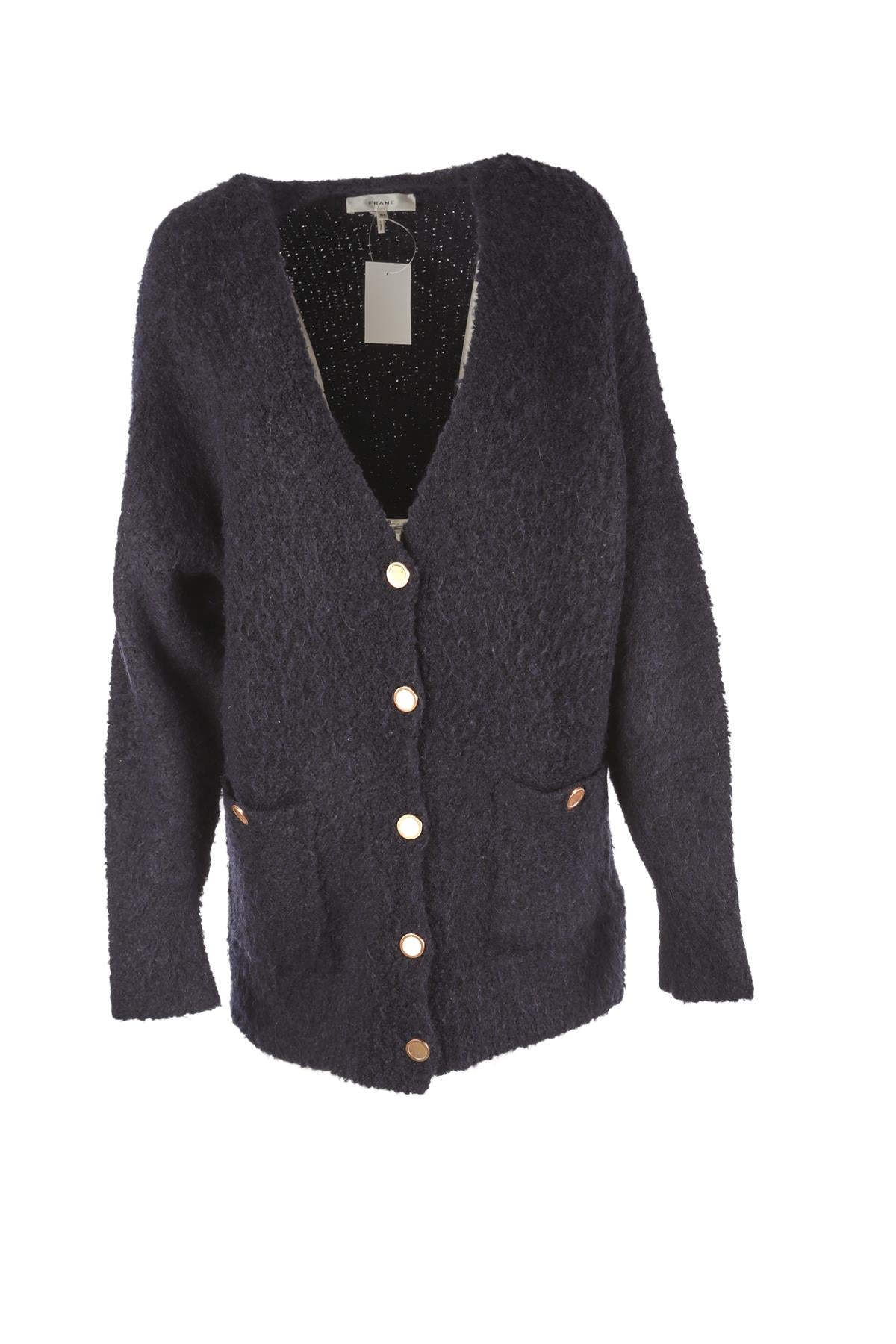 FRAME NAVY KNIT CARDIGAN SMALL