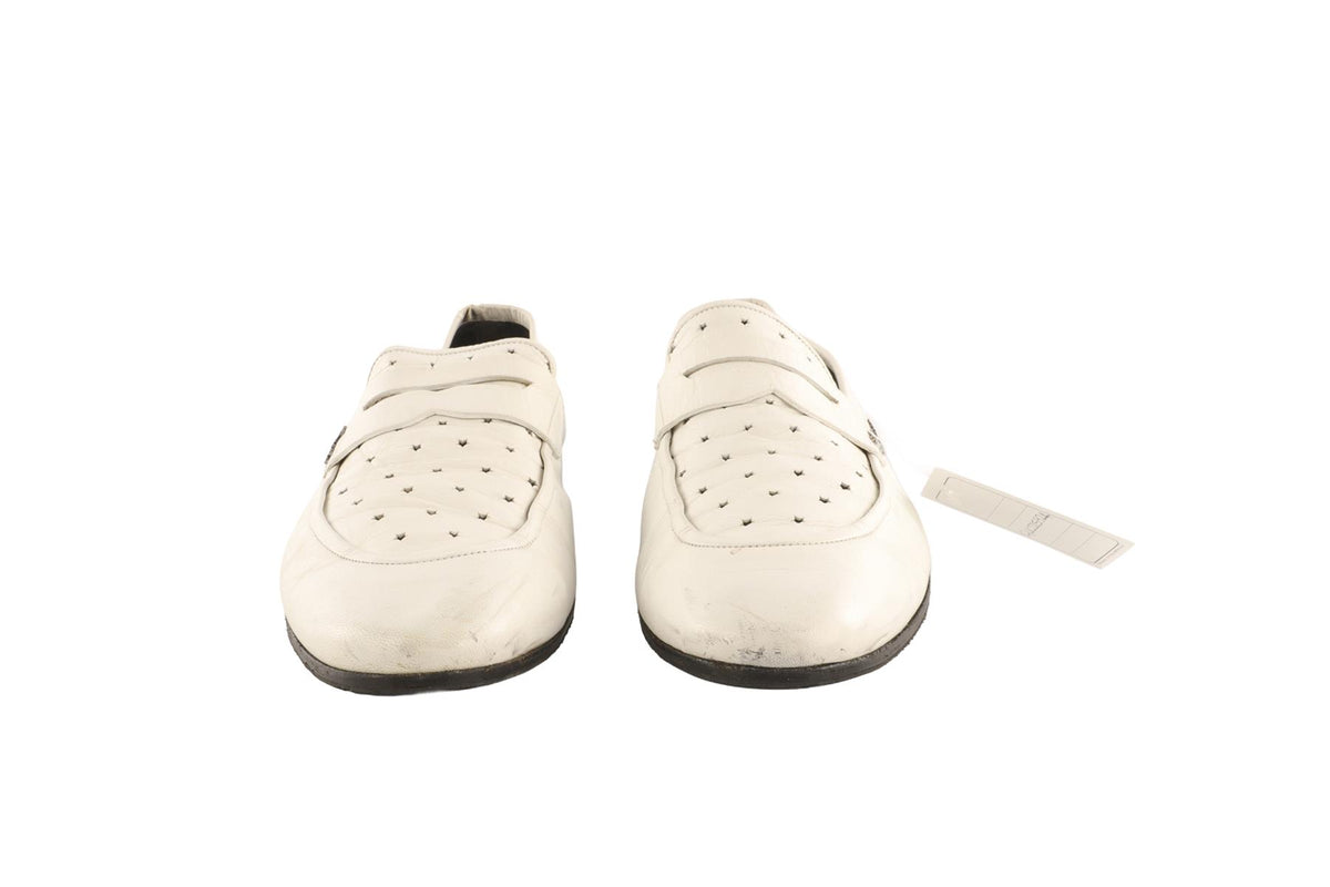 GUCCI WHITE MEN'S LEATHER LOAFERS EU 42 UK 8 US 9