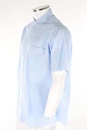 VALENTINO BLUE MEN'S COTTON SHIRT IT 42 UK 32