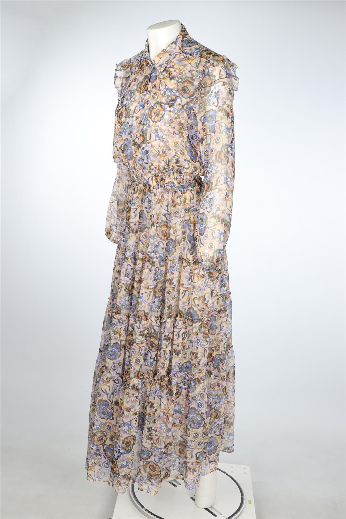MISA LOS ANGELES BLUE CHIFFON MAXI DRESS MEDIUM