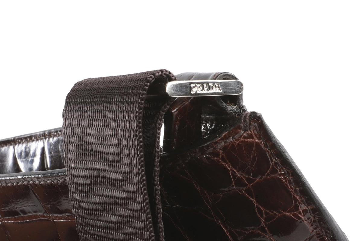 PRADA BROWN 2006 CROCODILE CROSSBODY BAG