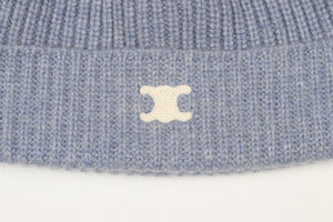 CELINE BLUE TRIOMPHE CASHMERE BEANIE ONE SIZE