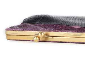 DEVI KROELL PURPLE PYTHON CLUTCH