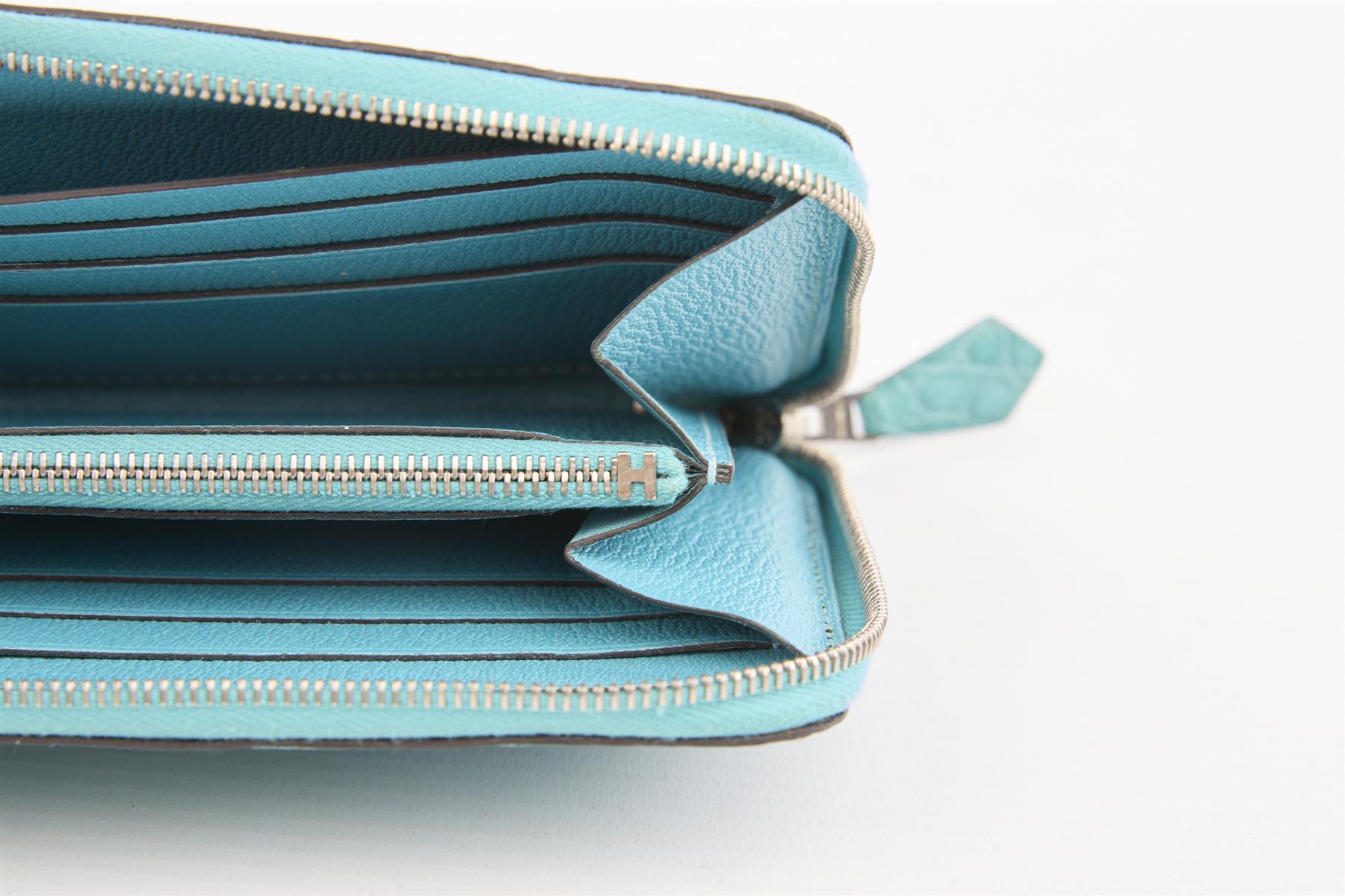 HERMÈS BLUE 2015 AZAP CLASSIC MATTE ALLIGATOR MISSISSIPPIENSIS WALLET