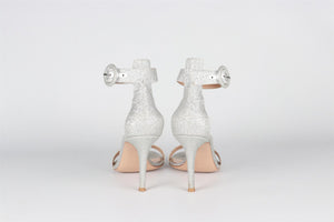 GIANVITO ROSSI SILVER GLITTER SANDALS EU 37 UK 4 US 7