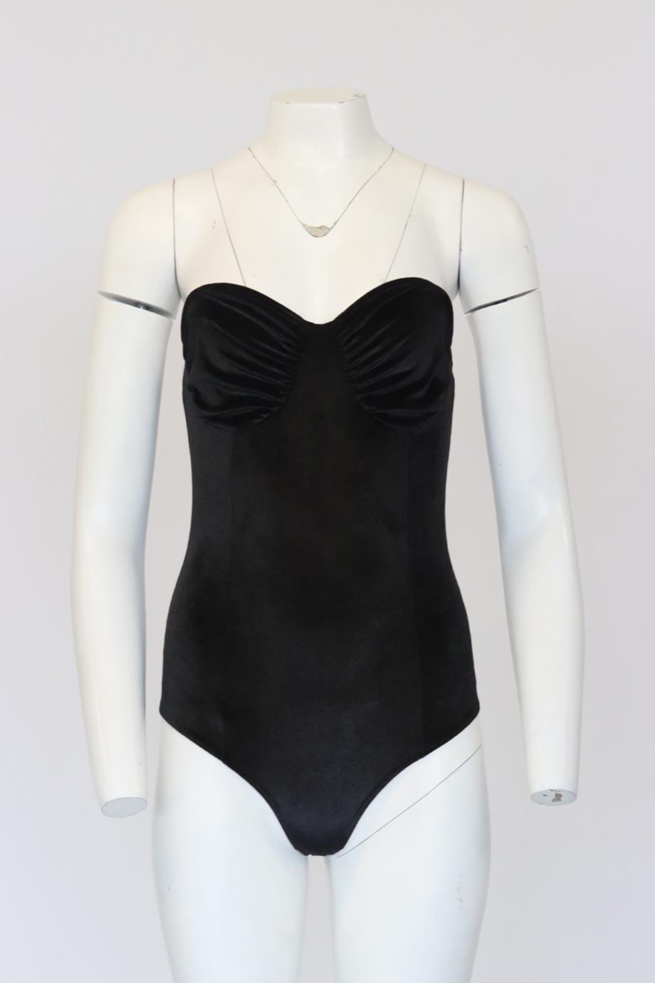REFORMATION STRAPLESS STRETCH VELVET BODYSUIT SMALL