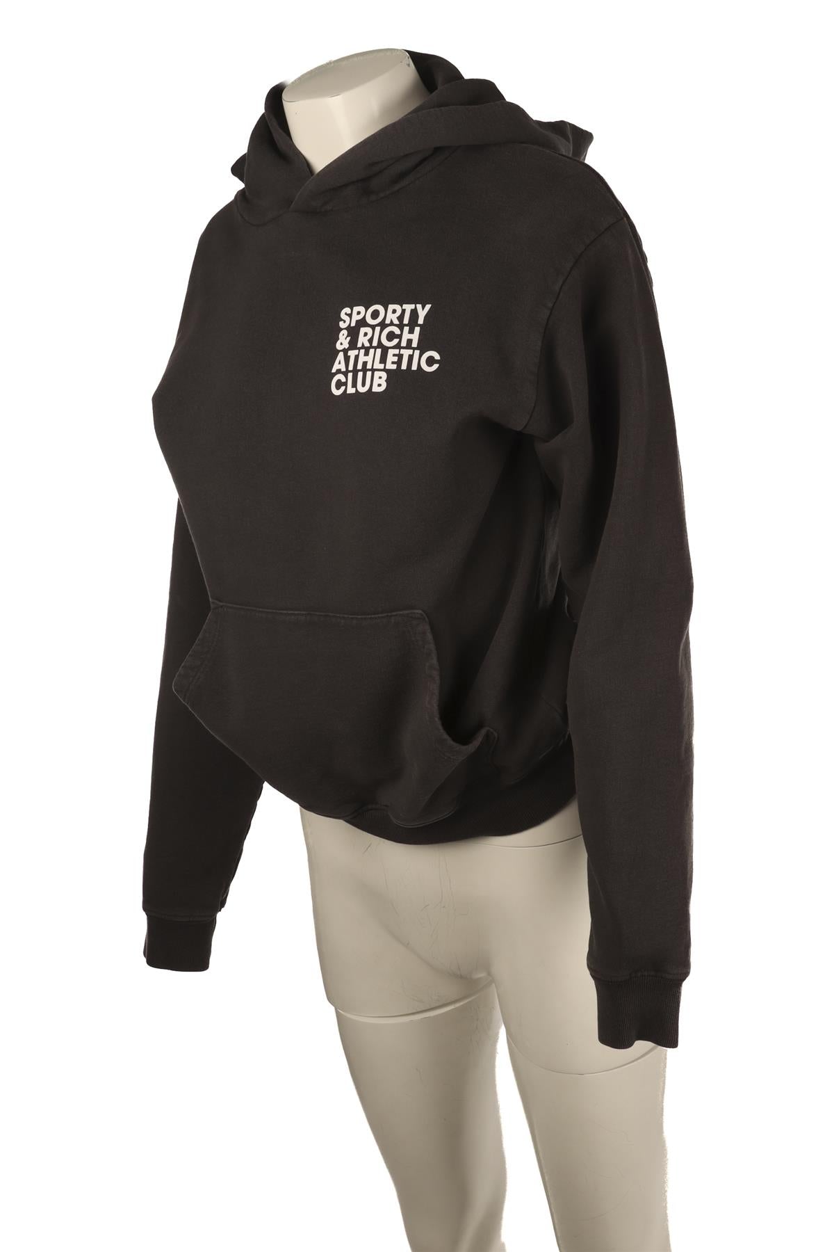 SPORTY & RICH GREY COTTON HOODIE XSMALL